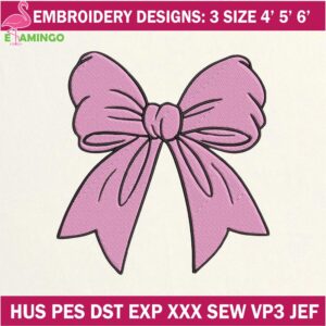 Pink Coquette Bow Embroidery Designs