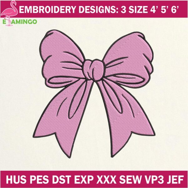 Pink Coquette Bow Embroidery Designs