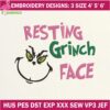 Resting Grinch face Embroidery Designs