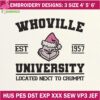 Whoville University Est 1957 Grinch Embroidery Designs