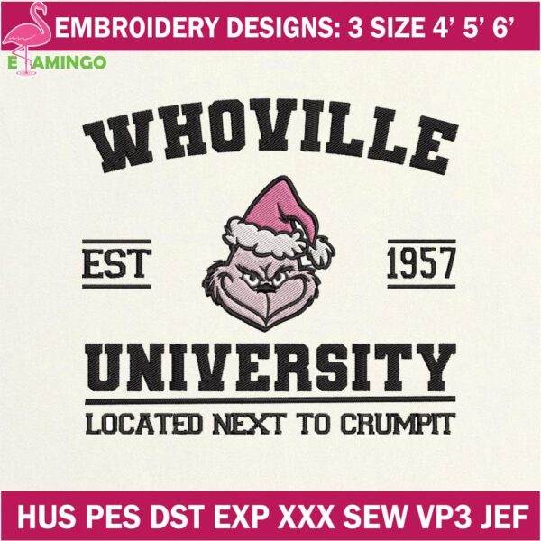 Whoville University Est 1957 Grinch Embroidery Designs